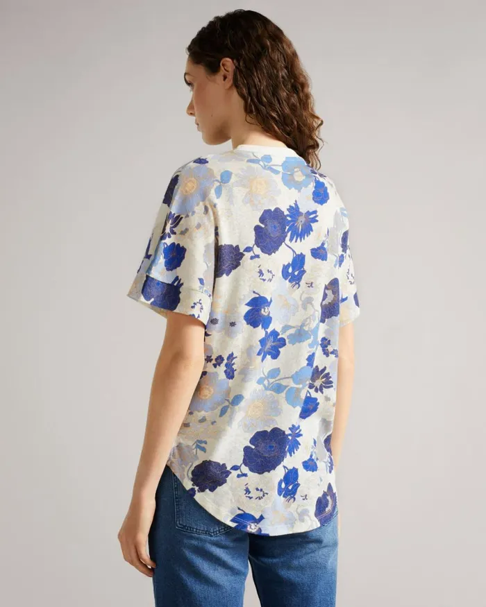 Printed Linen Tee Light Blue Women Ted Baker Tops and TShirts Printed Linen Tee Light Blue Women Ted Baker Tops and TShirts
