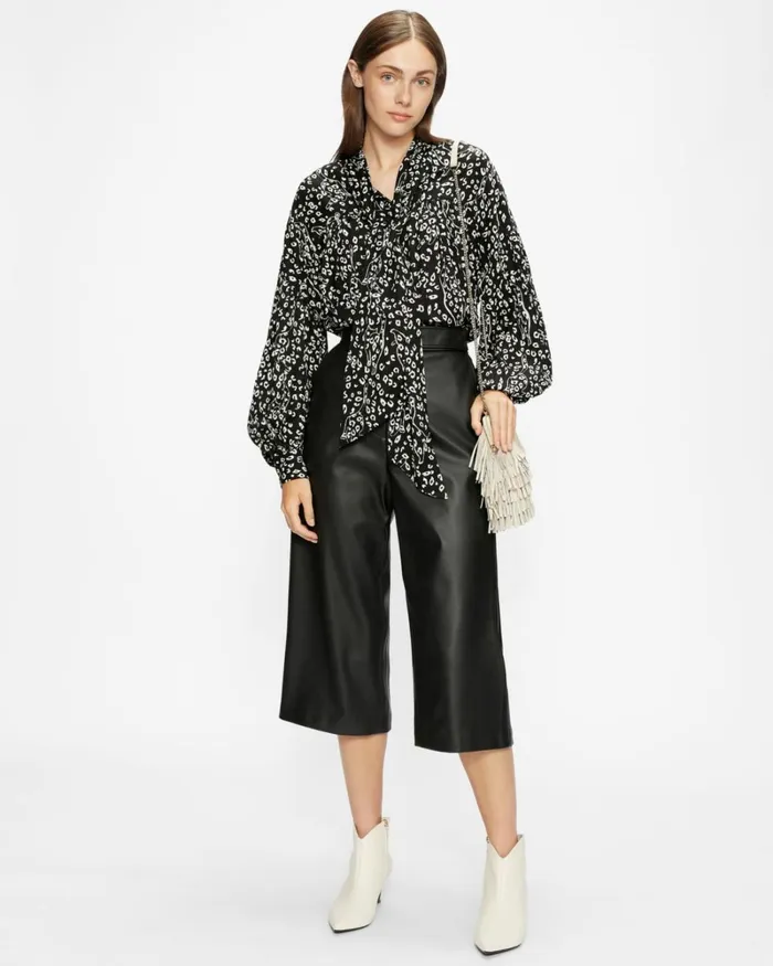 Printed Pussy Bow Blouse Black Women Ted Baker Tops and TShirts
