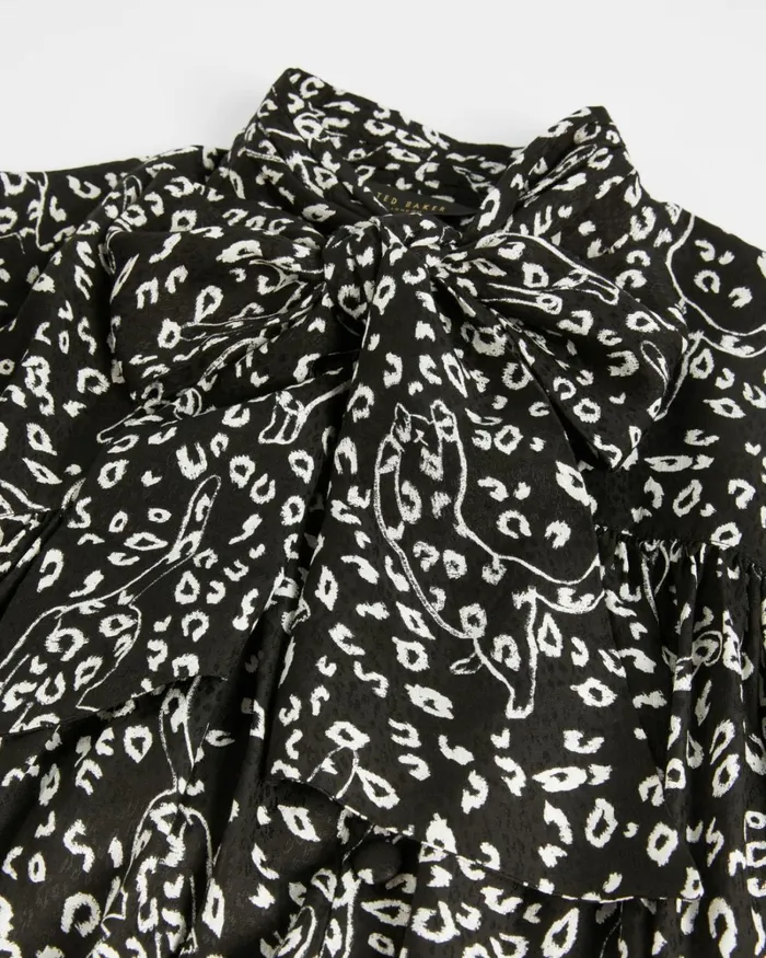 Printed Pussy Bow Blouse Black Women Ted Baker Tops and TShirts
