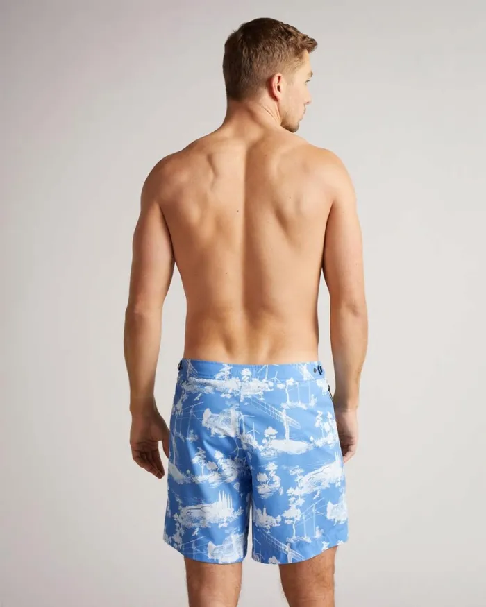 Printed Swim Shorts Blue Men Ted Baker Clothing