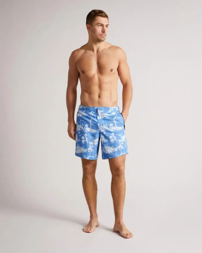 Printed Swim Shorts Blue Men Ted Baker Clothing