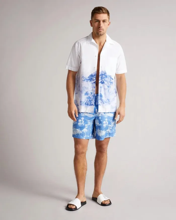 Printed Swim Shorts Blue Men Ted Baker Clothing