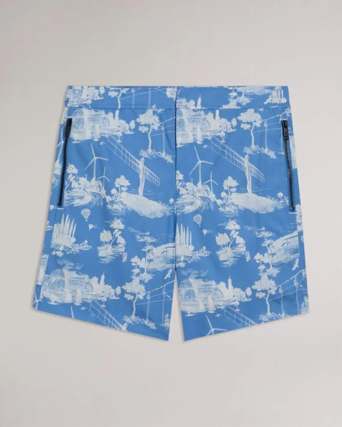 Printed Swim Shorts Blue Men Ted Baker Clothing