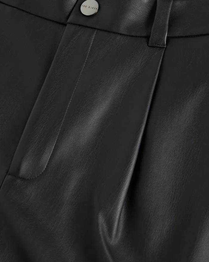PU Shorts With Turn Ups Black Women Ted Baker Clothing PU Shorts With Turn Ups Black Women Ted Baker Clothing