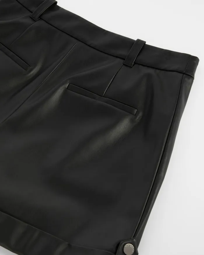 PU Shorts With Turn Ups Black Women Ted Baker Clothing PU Shorts With Turn Ups Black Women Ted Baker Clothing