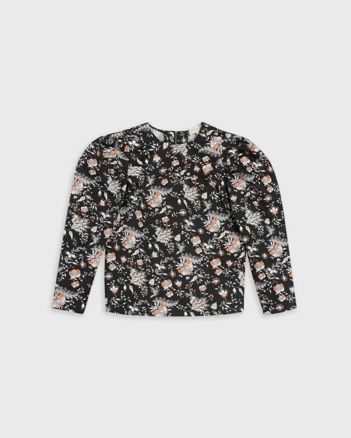 Puff Shoulder Yoked Top Black Women Ted Baker Tops and TShirts