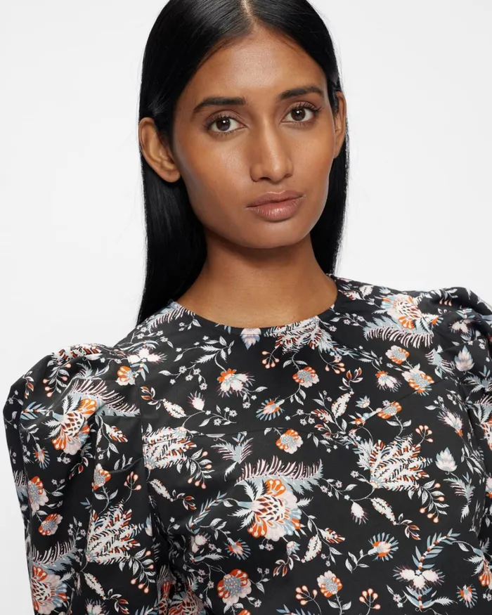 Puff Shoulder Yoked Top Black Women Ted Baker Tops and TShirts Puff Shoulder Yoked Top Black Women Ted Baker Tops and TShirts