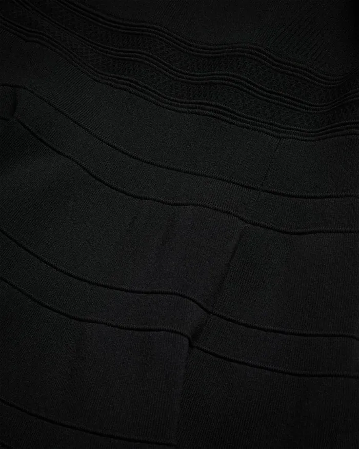 Puff Sleeve Dress With Engineered Skirt Black Women Ted Baker Clothing