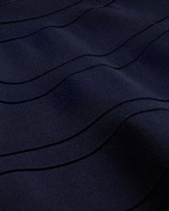 Puff Sleeve Dress With Engineered Skirt Navy Women Ted Baker Clothing