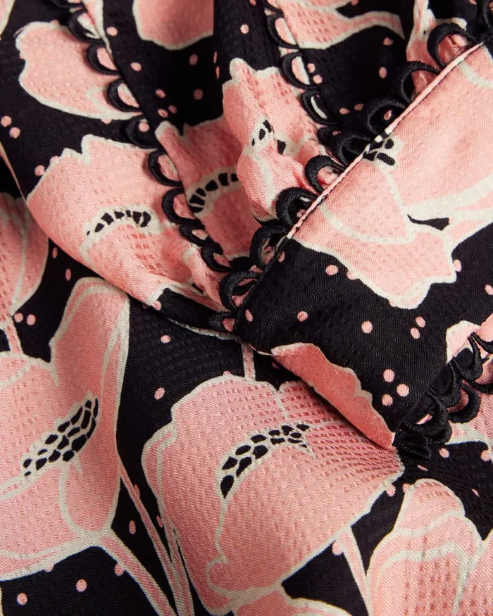 Puff Sleeve Midi Tea Dress Black Women Ted Baker Clothing Puff Sleeve Midi Tea Dress Black Women Ted Baker Clothing