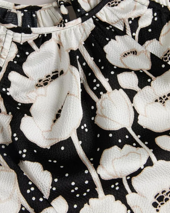Puff Sleeve Poppy Print Top Black Women Ted Baker Clothing Puff Sleeve Poppy Print Top Black Women Ted Baker Clothing