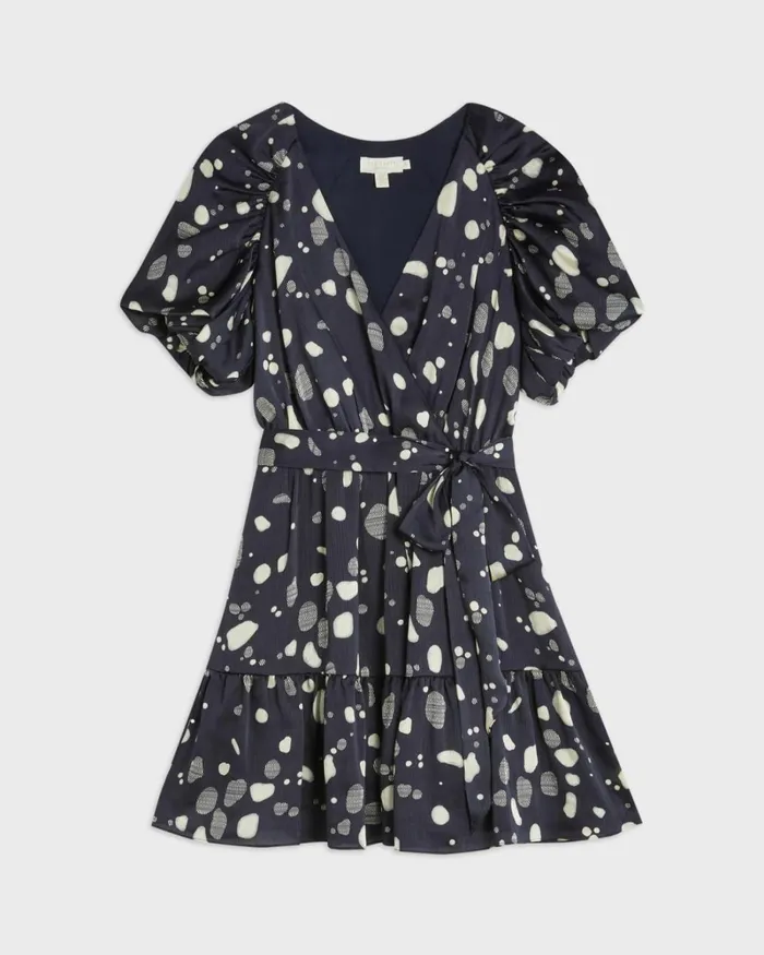 Puff Sleeve Skater Dress Navy Women Ted Baker Dresses
