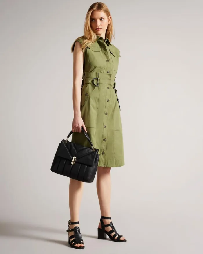 Puffer Quilted Leather Shoulder Bag Black Women Ted Baker Bags