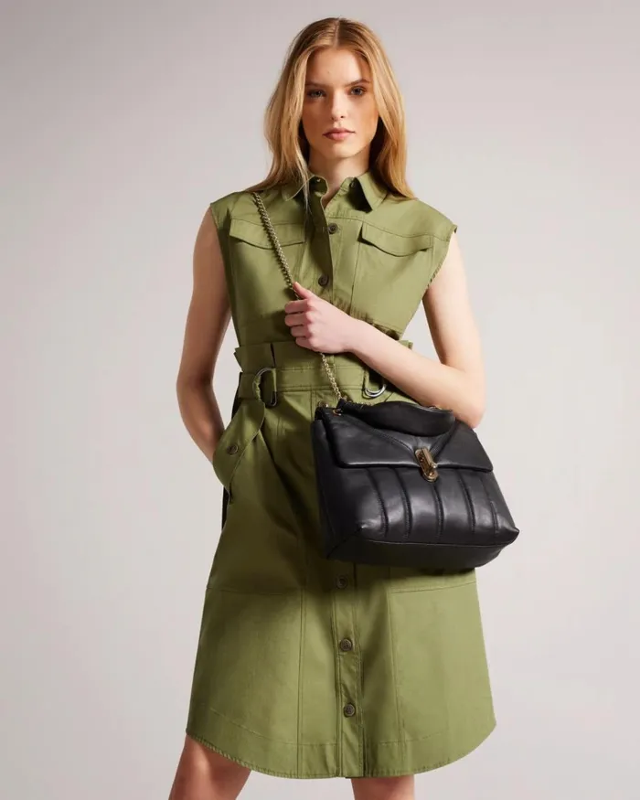 Puffer Quilted Leather Shoulder Bag Black Women Ted Baker Bags Puffer Quilted Leather Shoulder Bag Black Women Ted Baker Bags