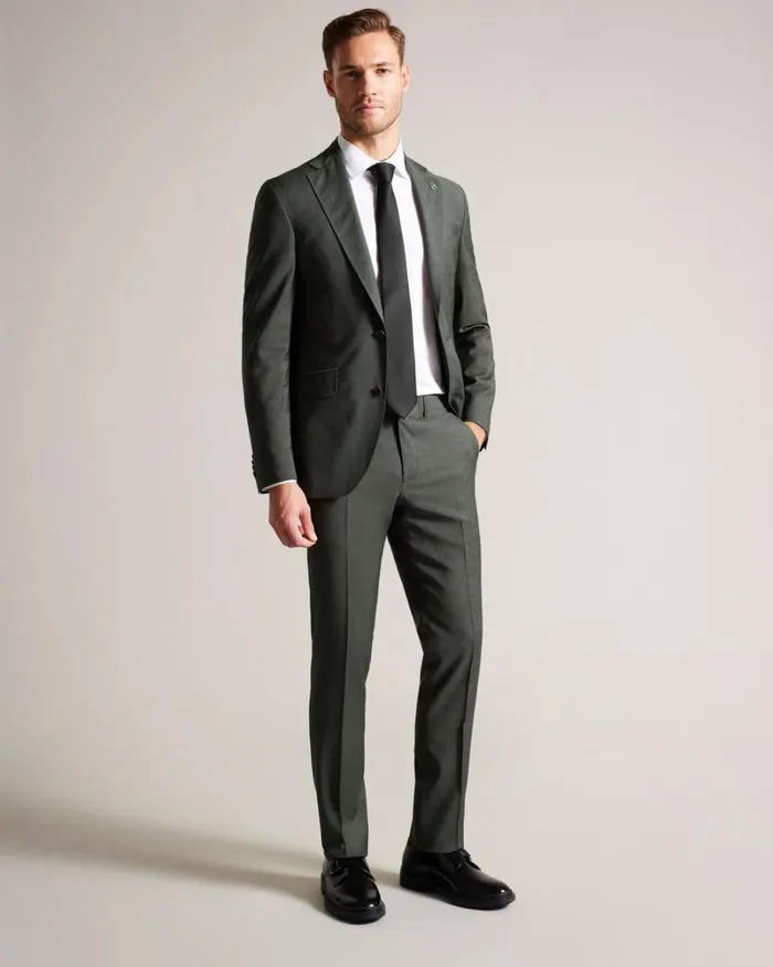 Pure Wool Sharkskin Suit Trousers Khaki Men Ted Baker Clothing Pure Wool Sharkskin Suit Trousers Khaki Men Ted Baker Clothing
