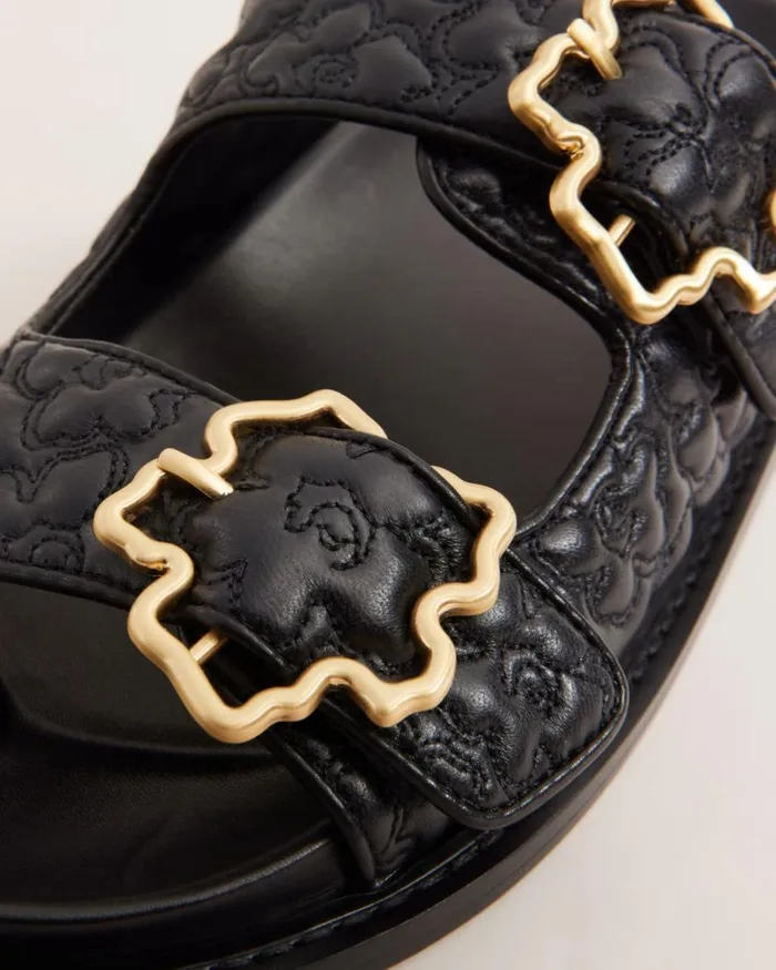 Quilted Magnolia Buckle Sandals Black Women Ted Baker Sandals and Sliders