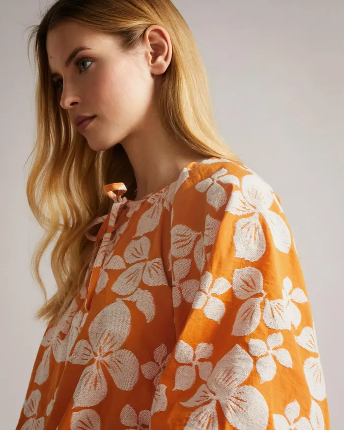 Raglan Puff Sleeve Blouse Dark Orange Women Ted Baker Tops and TShirts Raglan Puff Sleeve Blouse Dark Orange Women Ted Baker Tops and TShirts