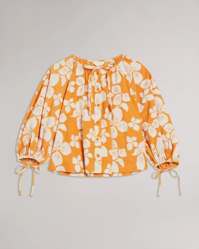 Raglan Puff Sleeve Blouse Dark Orange Women Ted Baker Tops and TShirts Raglan Puff Sleeve Blouse Dark Orange Women Ted Baker Tops and TShirts