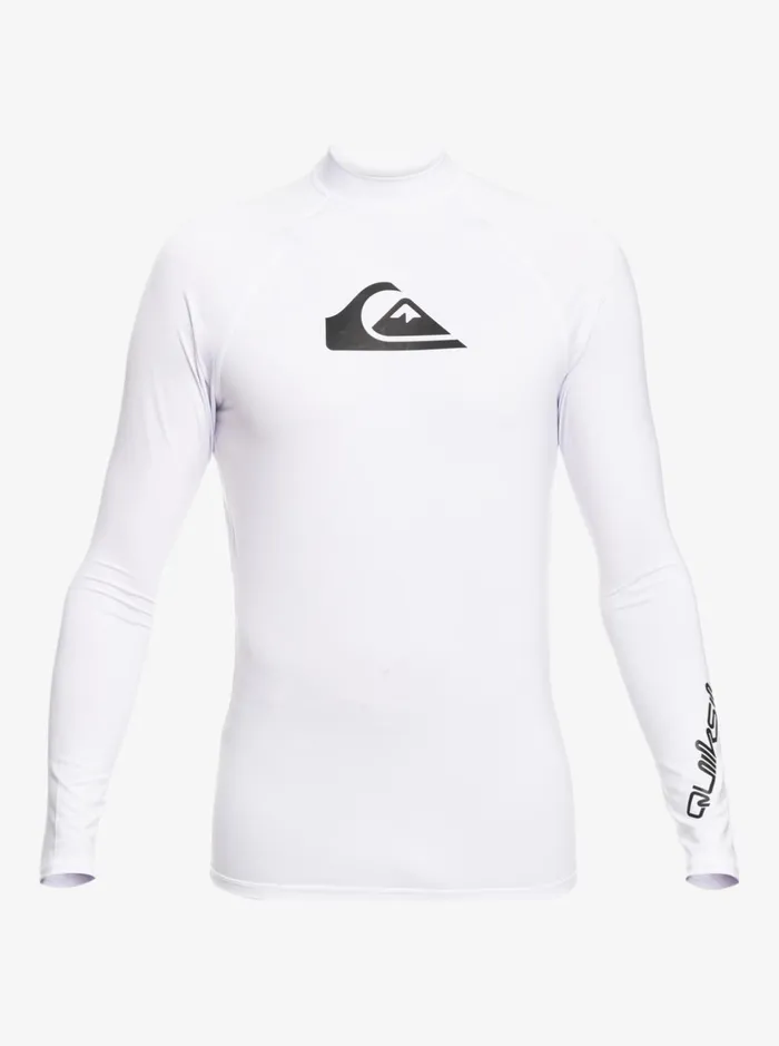Rashguards Men Quiksilver All Time Long Sleeve Upf 50 Rashguard White