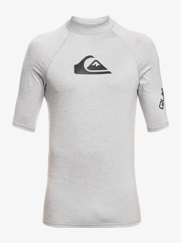 Rashguards Men Quiksilver All Time Short Sleeve Upf 50 Rashguard Sleet Heather Rashguards Men Quiksilver All Time Short Sleeve Upf 50 Rashguard Sleet Heather