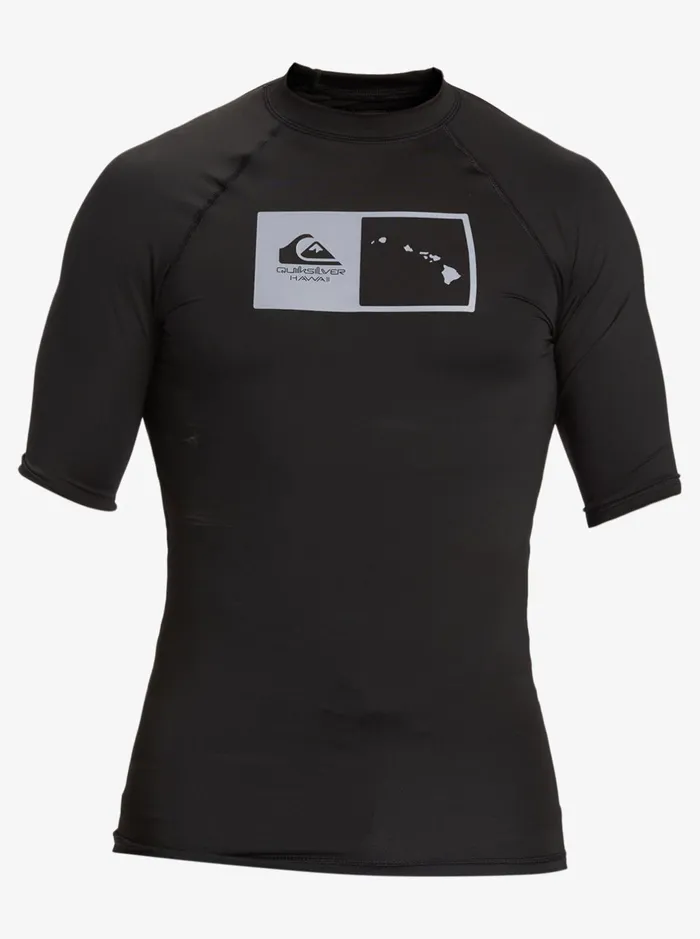 Rashguards Men Quiksilver Hawaii Double Down Upf 50 Short Sleeve Surf Tee Black Rashguards Men Quiksilver Hawaii Double Down Upf 50 Short Sleeve Surf Tee Black