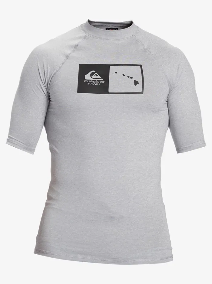 Rashguards Men Quiksilver Hawaii Double Down Upf 50 Short Sleeve Surf Tee Sleet Heather Rashguards Men Quiksilver Hawaii Double Down Upf 50 Short Sleeve Surf Tee Sleet Heather