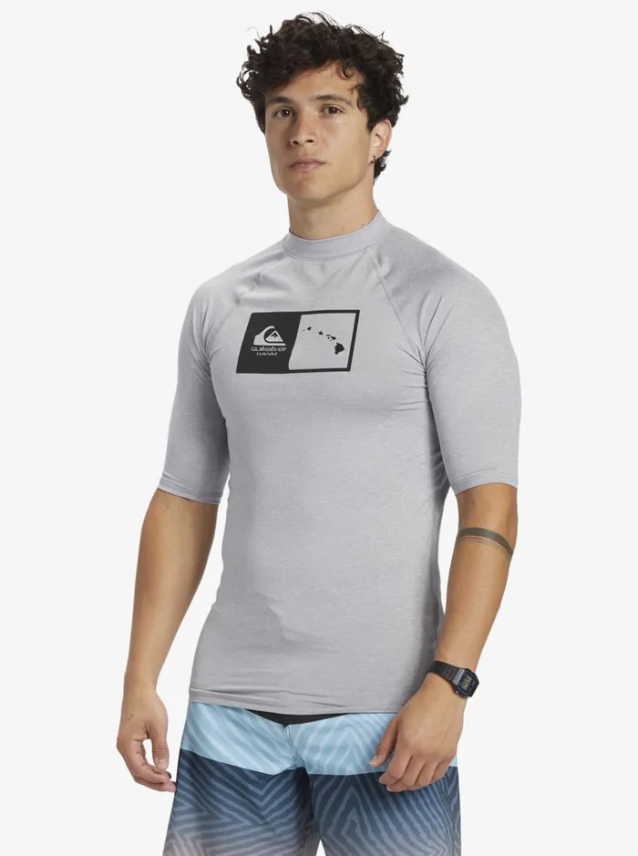 Rashguards Men Quiksilver Hawaii Double Down Upf 50 Short Sleeve Surf Tee Sleet Heather Rashguards Men Quiksilver Hawaii Double Down Upf 50 Short Sleeve Surf Tee Sleet Heather