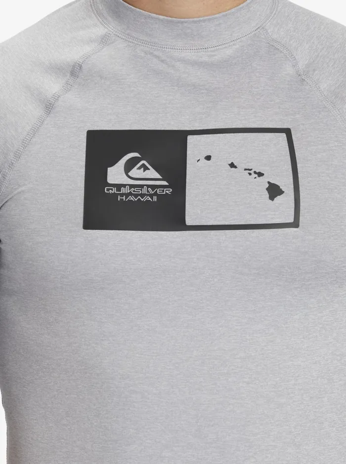 Rashguards Men Quiksilver Hawaii Double Down Upf 50 Short Sleeve Surf Tee Sleet Heather Rashguards Men Quiksilver Hawaii Double Down Upf 50 Short Sleeve Surf Tee Sleet Heather