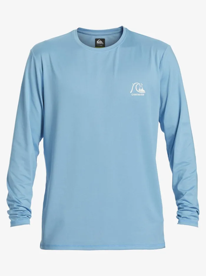 Rashguards Men Quiksilver Heritage Heather Long Sleeve Upf 50 Surf Tee Azure Blue Rashguards Men Quiksilver Heritage Heather Long Sleeve Upf 50 Surf Tee Azure Blue