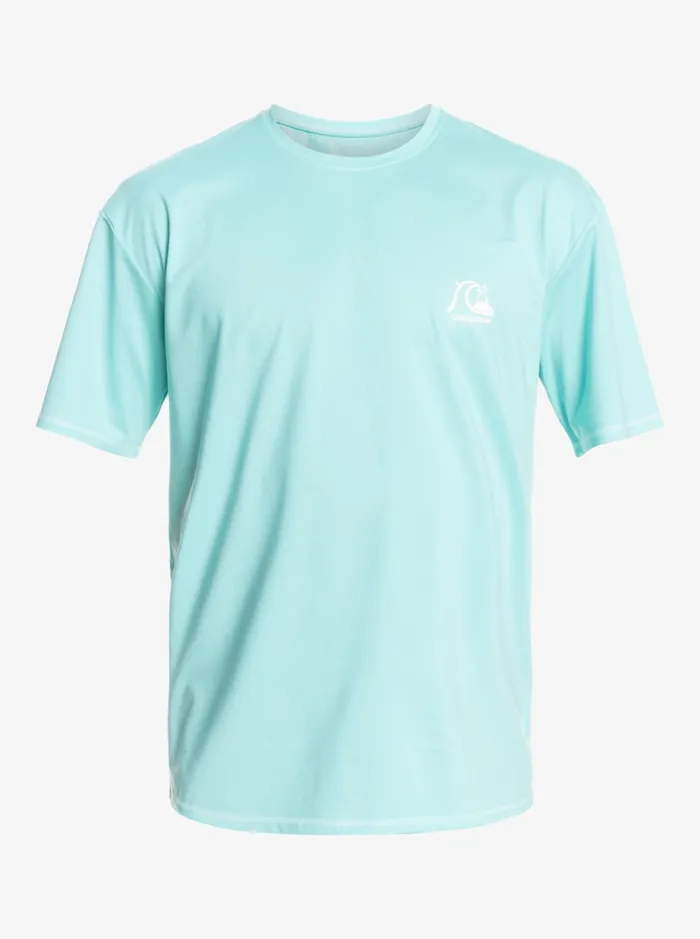 Rashguards Men Quiksilver Heritage Heather Short Sleeve Upf 50 Surf TShirt Angel Blue Heather Rashguards Men Quiksilver Heritage Heather Short Sleeve Upf 50 Surf TShirt Angel Blue Heather