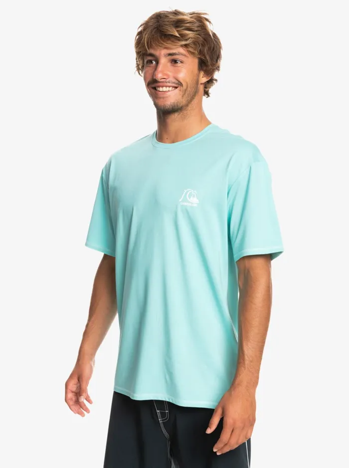 Rashguards Men Quiksilver Heritage Heather Short Sleeve Upf 50 Surf TShirt Angel Blue Heather Rashguards Men Quiksilver Heritage Heather Short Sleeve Upf 50 Surf TShirt Angel Blue Heather