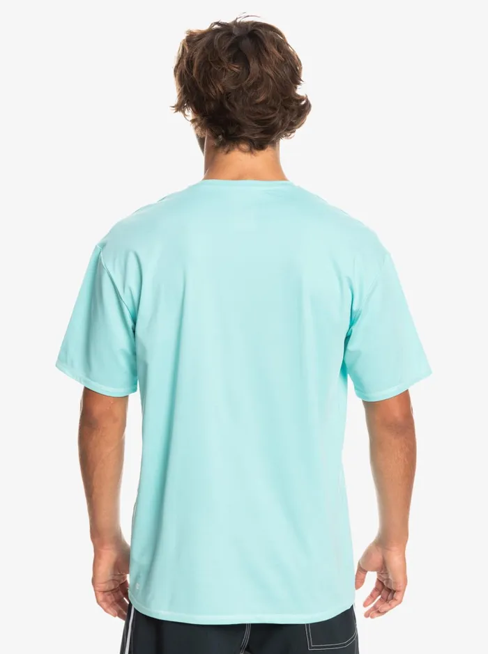 Rashguards Men Quiksilver Heritage Heather Short Sleeve Upf 50 Surf TShirt Angel Blue Heather Rashguards Men Quiksilver Heritage Heather Short Sleeve Upf 50 Surf TShirt Angel Blue Heather