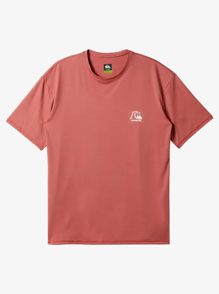Rashguards Men Quiksilver Heritage Heather Short Sleeve Upf 50 Surf TShirt Mineral Red Rashguards Men Quiksilver Heritage Heather Short Sleeve Upf 50 Surf TShirt Mineral Red