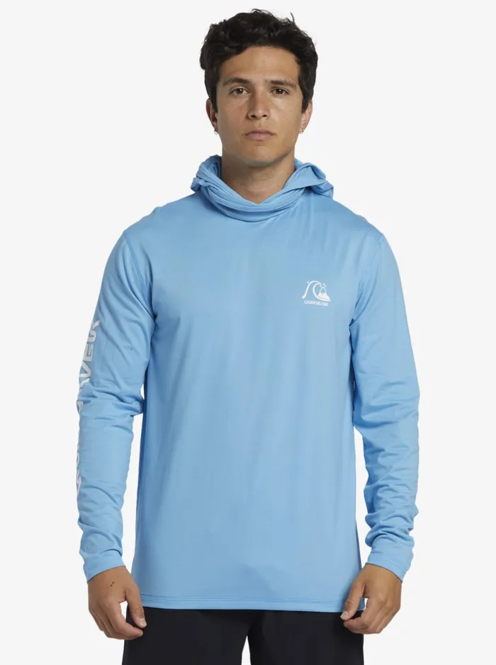 Rashguards Men Quiksilver Heritage Upf 50 Long Sleeve Surf Tee Azure Blue Rashguards Men Quiksilver Heritage Upf 50 Long Sleeve Surf Tee Azure Blue