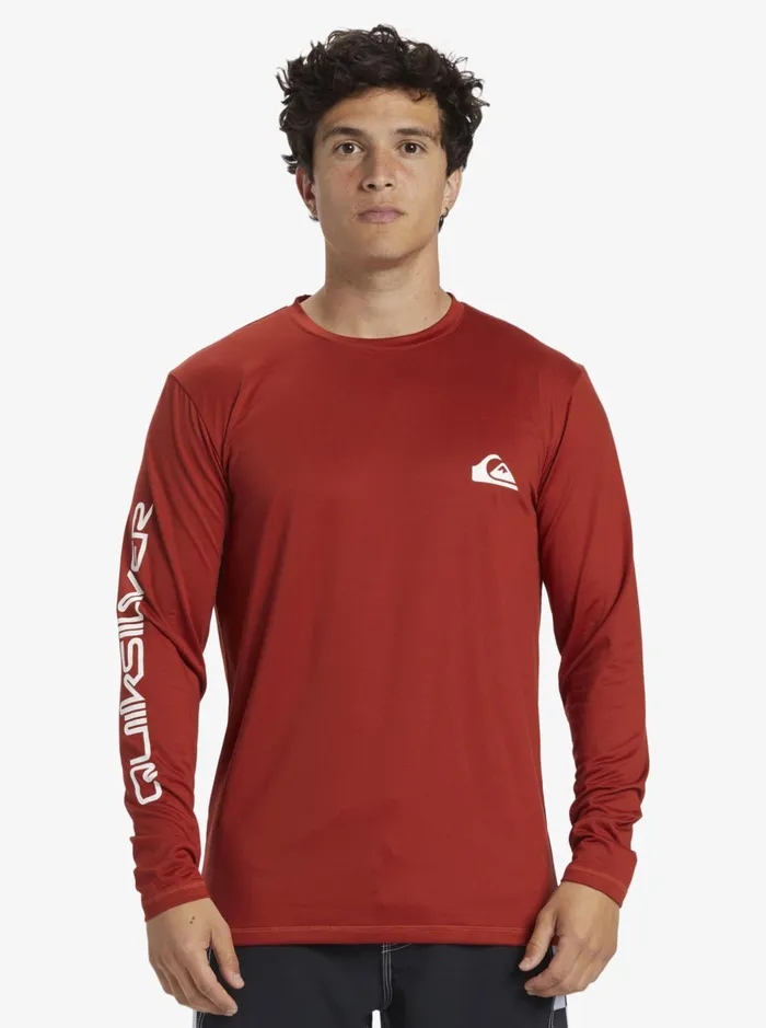 Rashguards Men Quiksilver Omni Session Long Sleeve Upf 50 Surf TShirt Red Ochre Rashguards Men Quiksilver Omni Session Long Sleeve Upf 50 Surf TShirt Red Ochre