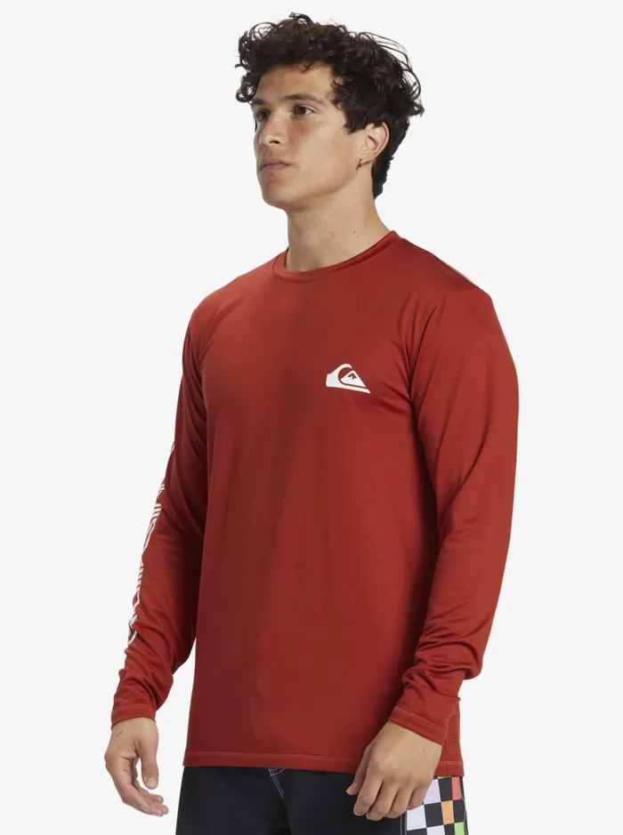 Rashguards Men Quiksilver Omni Session Long Sleeve Upf 50 Surf TShirt Red Ochre Rashguards Men Quiksilver Omni Session Long Sleeve Upf 50 Surf TShirt Red Ochre
