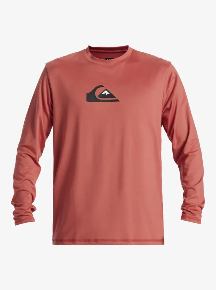 Rashguards Men Quiksilver Solid Streak Long Sleeve Upf 50 Surf Tee Mineral Red Rashguards Men Quiksilver Solid Streak Long Sleeve Upf 50 Surf Tee Mineral Red