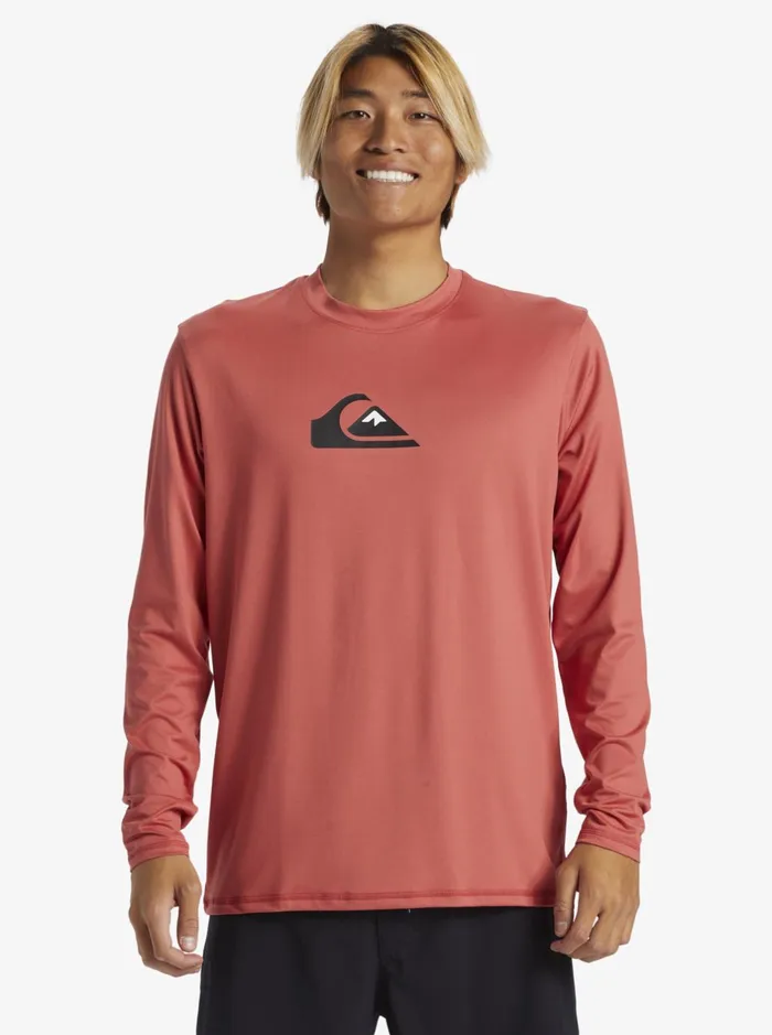 Rashguards Men Quiksilver Solid Streak Long Sleeve Upf 50 Surf Tee Mineral Red Rashguards Men Quiksilver Solid Streak Long Sleeve Upf 50 Surf Tee Mineral Red