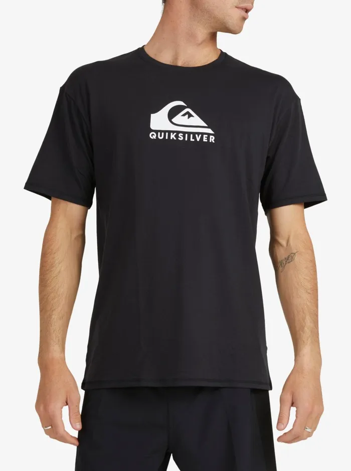 Rashguards Men Quiksilver Solid Streak Short Sleeve Upf 50 Surf TShirt Black Rashguards Men Quiksilver Solid Streak Short Sleeve Upf 50 Surf TShirt Black