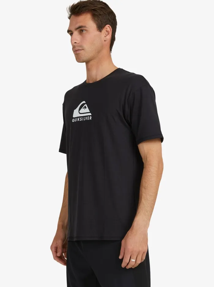 Rashguards Men Quiksilver Solid Streak Short Sleeve Upf 50 Surf TShirt Black Rashguards Men Quiksilver Solid Streak Short Sleeve Upf 50 Surf TShirt Black