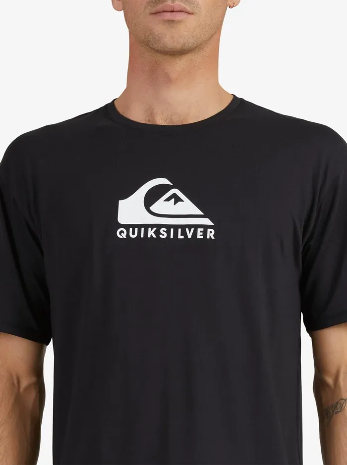 Rashguards Men Quiksilver Solid Streak Short Sleeve Upf 50 Surf TShirt Black Rashguards Men Quiksilver Solid Streak Short Sleeve Upf 50 Surf TShirt Black