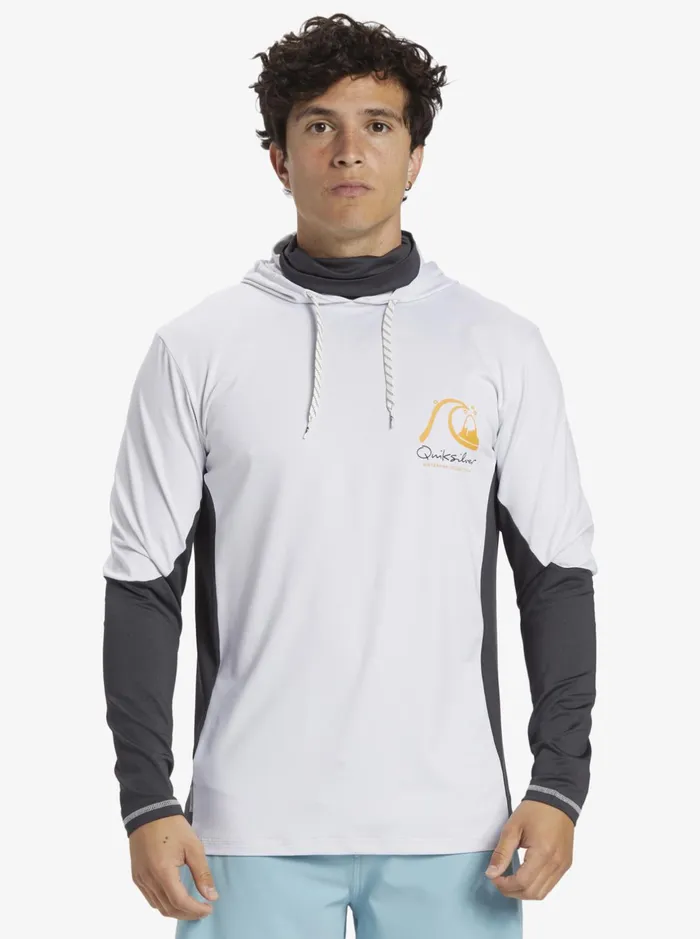 Rashguards Men Quiksilver Waterman Angler Hooded Upf 50 Long Sleeve Surf Tee White Rashguards Men Quiksilver Waterman Angler Hooded Upf 50 Long Sleeve Surf Tee White