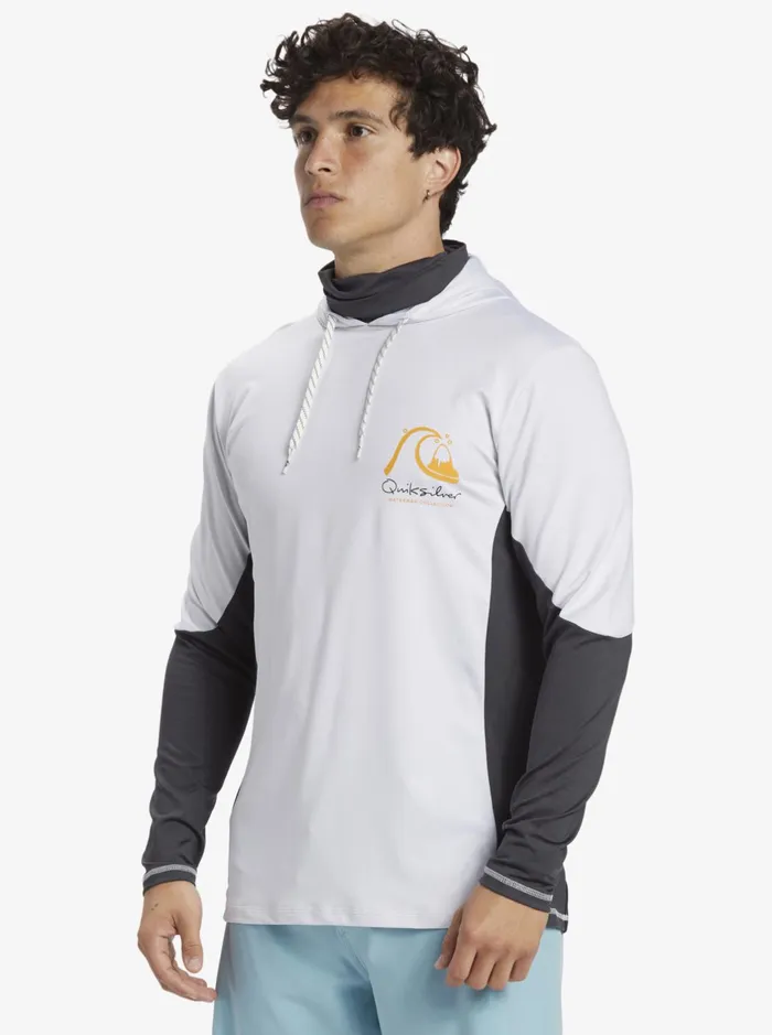 Rashguards Men Quiksilver Waterman Angler Hooded Upf 50 Long Sleeve Surf Tee White Rashguards Men Quiksilver Waterman Angler Hooded Upf 50 Long Sleeve Surf Tee White
