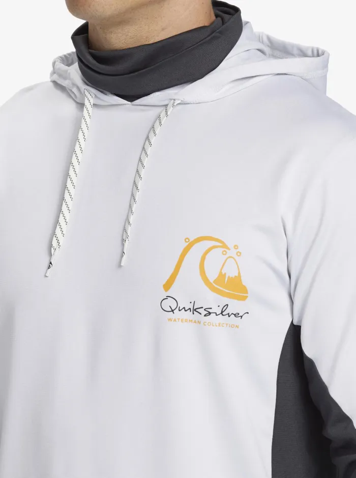 Rashguards Men Quiksilver Waterman Angler Hooded Upf 50 Long Sleeve Surf Tee White Rashguards Men Quiksilver Waterman Angler Hooded Upf 50 Long Sleeve Surf Tee White