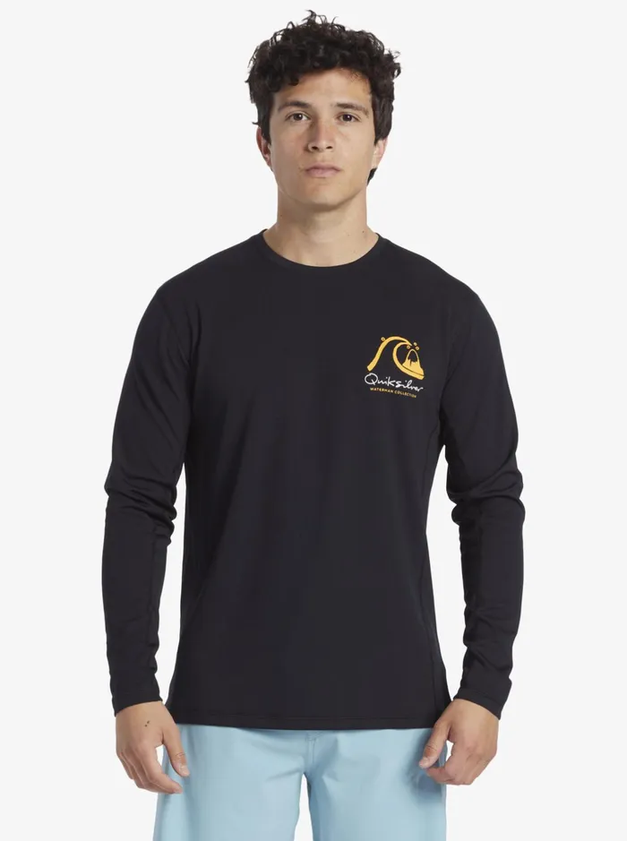 Rashguards Men Quiksilver Waterman Bamboo Check 2 Upf 50 Long Sleeve Surf Tee Black Rashguards Men Quiksilver Waterman Bamboo Check 2 Upf 50 Long Sleeve Surf Tee Black