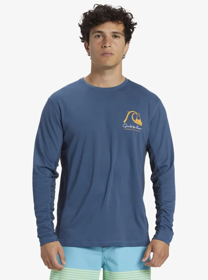 Rashguards Men Quiksilver Waterman Bamboo Check 2 Upf 50 Long Sleeve Surf Tee Ensign Blue Rashguards Men Quiksilver Waterman Bamboo Check 2 Upf 50 Long Sleeve Surf Tee Ensign Blue