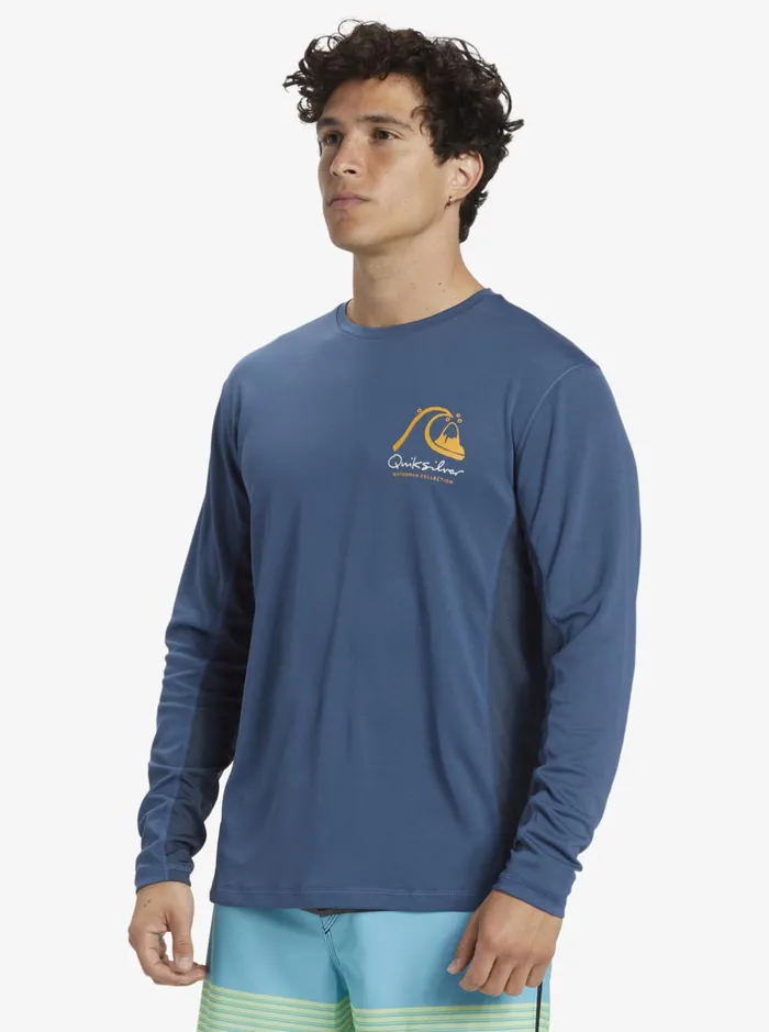 Rashguards Men Quiksilver Waterman Bamboo Check 2 Upf 50 Long Sleeve Surf Tee Ensign Blue Rashguards Men Quiksilver Waterman Bamboo Check 2 Upf 50 Long Sleeve Surf Tee Ensign Blue