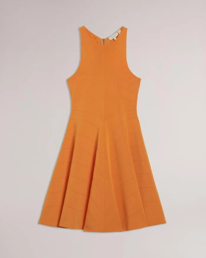 Rayon Flippy Knit Dress Dark Orange Women Ted Baker Dresses