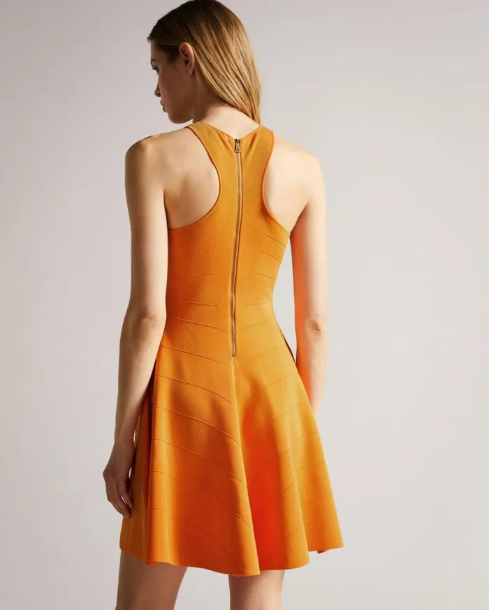 Rayon Flippy Knit Dress Dark Orange Women Ted Baker Dresses Rayon Flippy Knit Dress Dark Orange Women Ted Baker Dresses
