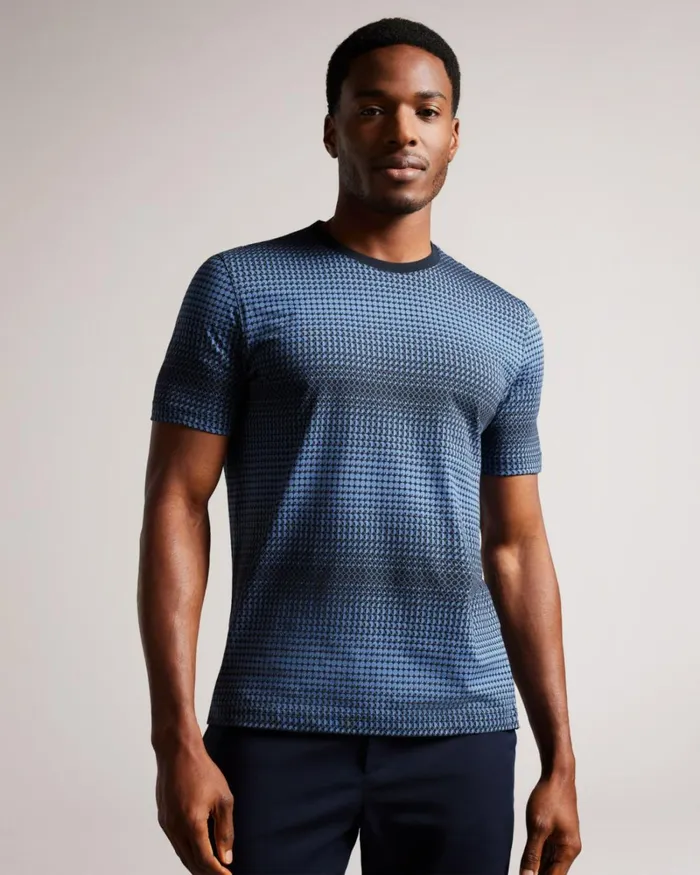 Regular Fit Geometric TShirt Dark Blue Men Ted Baker Clothing Regular Fit Geometric TShirt Dark Blue Men Ted Baker Clothing